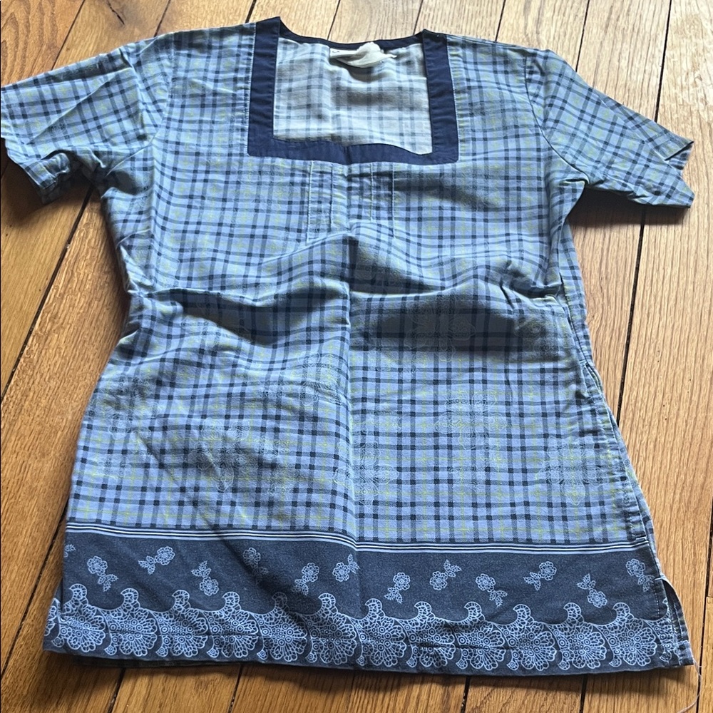 Smart Scrubs Blue Plaid Women's Top